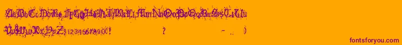 OldEnglishHearts-Schriftart – Violette Schriften auf orangefarbenem Hintergrund