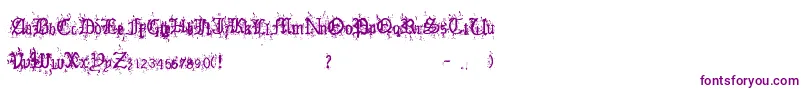 OldEnglishHearts-Schriftart – Violette Schriften auf weißem Hintergrund