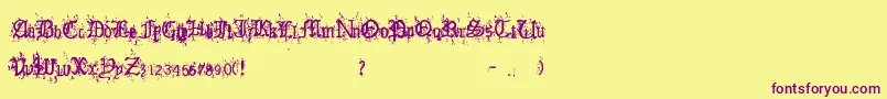 OldEnglishHearts Font – Purple Fonts on Yellow Background