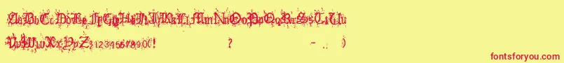 OldEnglishHearts Font – Red Fonts on Yellow Background