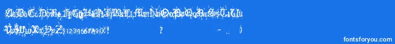 OldEnglishHearts-Schriftart – Weiße Schriften auf blauem Hintergrund