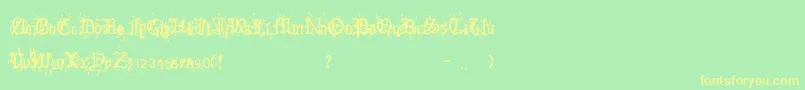 OldEnglishHearts Font – Yellow Fonts on Green Background