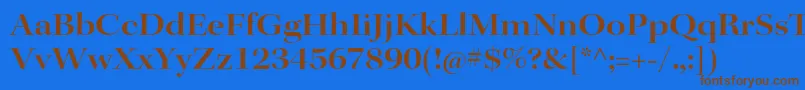 フォントKeplerstdSemiboldextdisp – 茶色の文字が青い背景にあります。