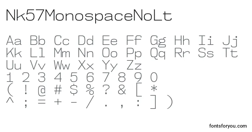 Czcionka Nk57MonospaceNoLt – alfabet, cyfry, specjalne znaki