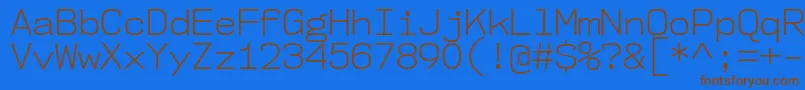 Nk57MonospaceNoLt-Schriftart – Braune Schriften auf blauem Hintergrund