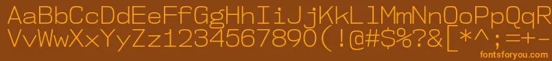 フォントNk57MonospaceNoLt – オレンジ色の文字が茶色の背景にあります。