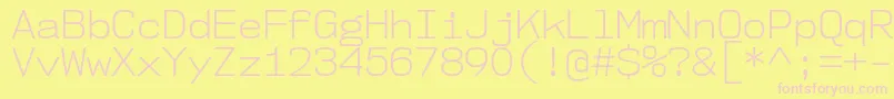 Fonte Nk57MonospaceNoLt – fontes rosa em um fundo amarelo