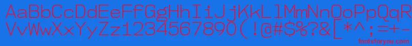 Nk57MonospaceNoLt-Schriftart – Rote Schriften auf blauem Hintergrund