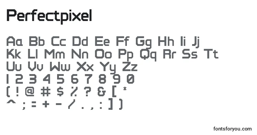 Czcionka Perfectpixel – alfabet, cyfry, specjalne znaki