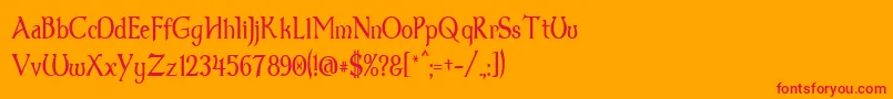 フォントDum1thin – オレンジの背景に赤い文字