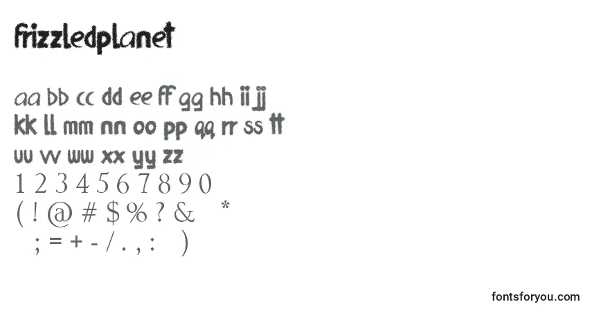 Czcionka FrizzledPlanet – alfabet, cyfry, specjalne znaki