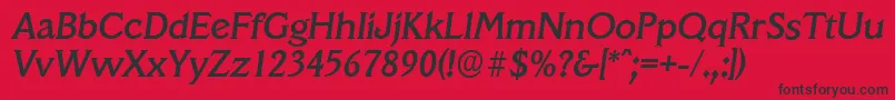 VeracruzserialMediumItalic Font – Black Fonts on Red Background