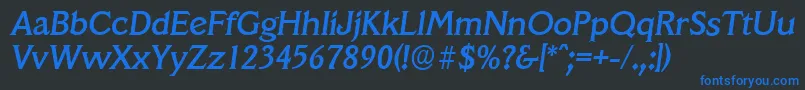 フォントVeracruzserialMediumItalic – 黒い背景に青い文字