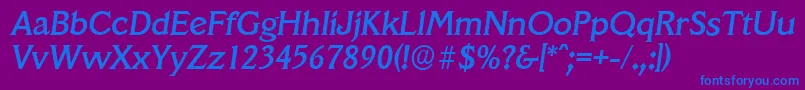 VeracruzserialMediumItalic Font – Blue Fonts on Purple Background