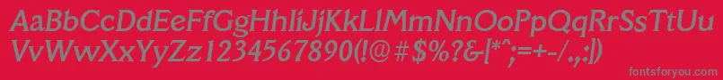 VeracruzserialMediumItalic Font – Gray Fonts on Red Background