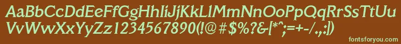 VeracruzserialMediumItalic Font – Green Fonts on Brown Background