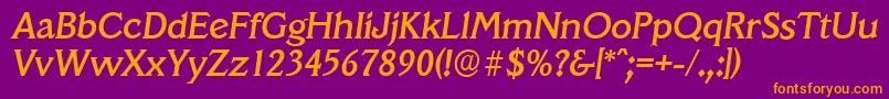 VeracruzserialMediumItalic Font – Orange Fonts on Purple Background