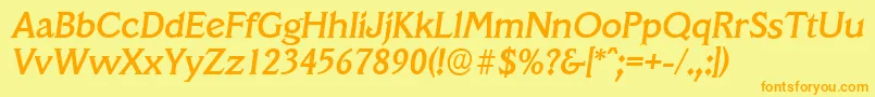 VeracruzserialMediumItalic Font – Orange Fonts on Yellow Background