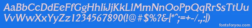 VeracruzserialMediumItalic Font – Pink Fonts on Blue Background