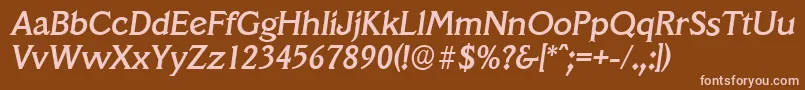 VeracruzserialMediumItalic Font – Pink Fonts on Brown Background