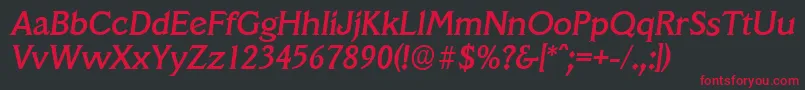 VeracruzserialMediumItalic Font – Red Fonts on Black Background