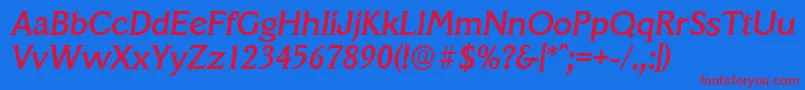 VeracruzserialMediumItalic Font – Red Fonts on Blue Background