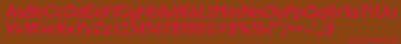 VeracruzserialMediumItalic Font – Red Fonts on Brown Background