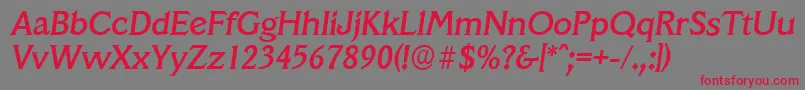 VeracruzserialMediumItalic Font – Red Fonts on Gray Background