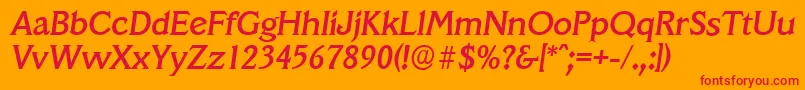 VeracruzserialMediumItalic Font – Red Fonts on Orange Background