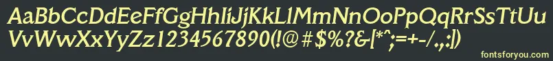 VeracruzserialMediumItalic Font – Yellow Fonts on Black Background