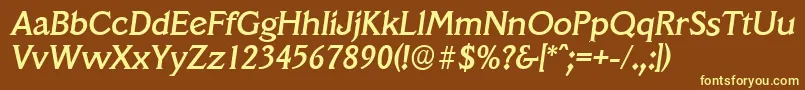 VeracruzserialMediumItalic Font – Yellow Fonts on Brown Background