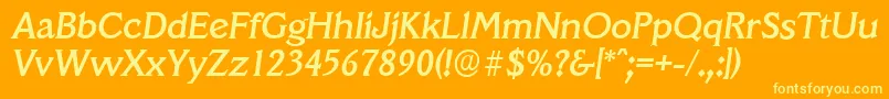 VeracruzserialMediumItalic Font – Yellow Fonts on Orange Background
