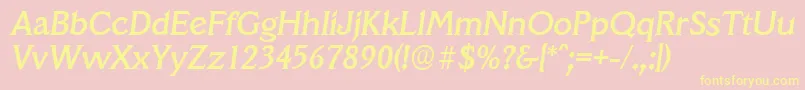 VeracruzserialMediumItalic Font – Yellow Fonts on Pink Background