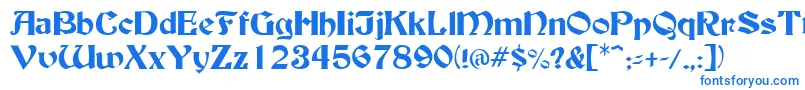 Weitere Informationen zur BuckinghamRegular-Schriftart BuckinghamRegular-Schriftart – Blaue Schriften auf weißem Hintergrund