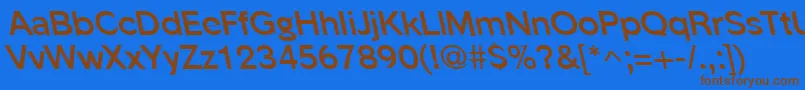 フォントPhinsterleftyBold – 茶色の文字が青い背景にあります。