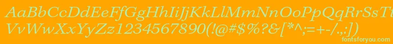 フォントKeplerstdLightextitcapt – オレンジの背景に緑のフォント