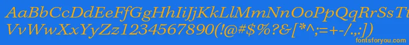 KeplerstdLightextitcapt-Schriftart – Orangefarbene Schriften auf blauem Hintergrund
