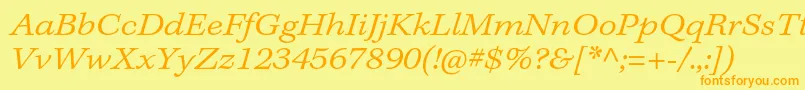 KeplerstdLightextitcapt-fontti – oranssit fontit keltaisella taustalla
