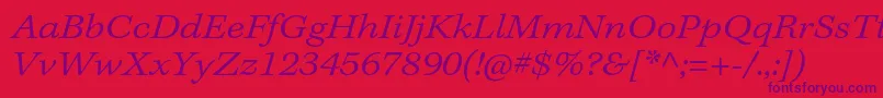 KeplerstdLightextitcapt Font – Purple Fonts on Red Background