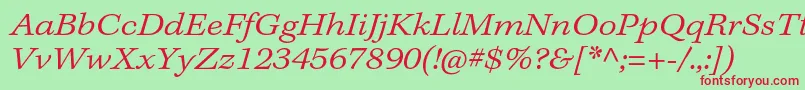 Шрифт KeplerstdLightextitcapt – красные шрифты на зелёном фоне