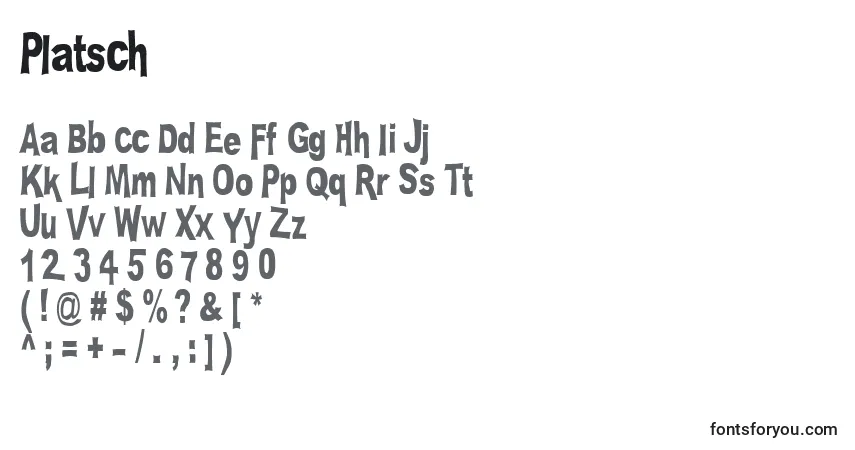 Schriftart Platsch – Alphabet, Zahlen, spezielle Symbole