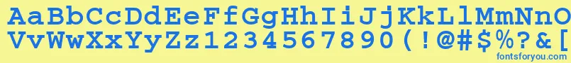 フォントCougelBold – 青い文字が黄色の背景にあります。