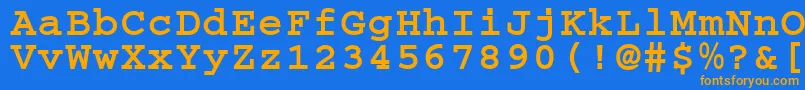 フォントCougelBold – オレンジ色の文字が青い背景にあります。