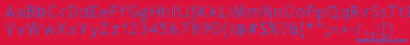 Blueprinted-Schriftart – Blaue Schriften auf rotem Hintergrund