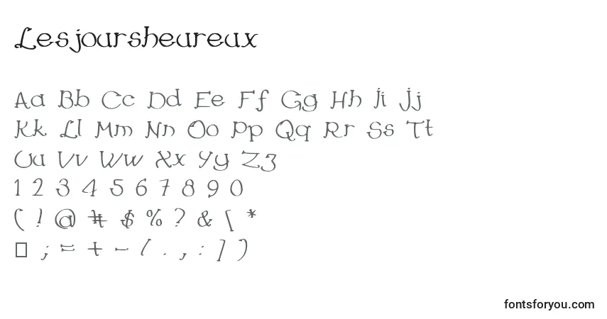 A fonte Lesjoursheureux – alfabeto, números, caracteres especiais