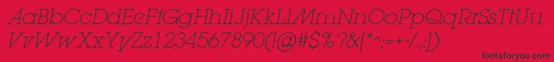 LugaextraadExtralightOblique Font – Black Fonts on Red Background