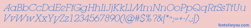 LugaextraadExtralightOblique Font – Blue Fonts on Pink Background