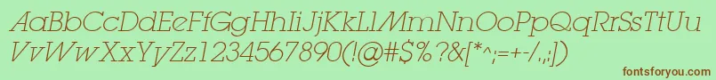 LugaextraadExtralightOblique Font – Brown Fonts on Green Background