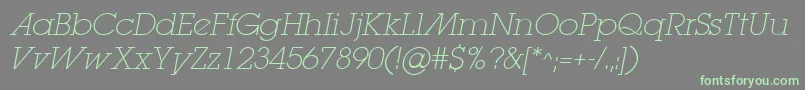 LugaextraadExtralightOblique Font – Green Fonts on Gray Background