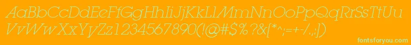 LugaextraadExtralightOblique Font – Green Fonts on Orange Background